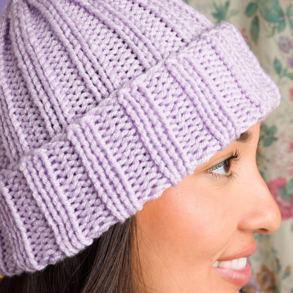 Heart-Warmer Knit Hat made using Red Heart yarn