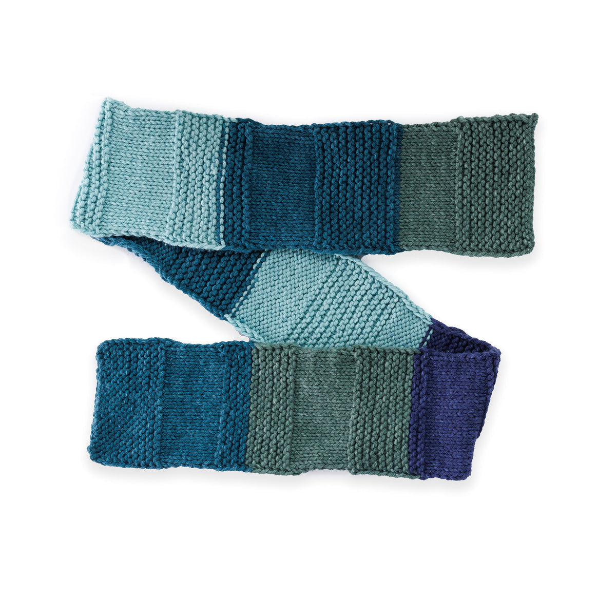 Knit Stripes On Stripes Scarf made using Red Heart yarn