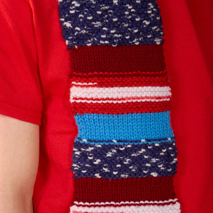 Red Heart Americana Knit Scarf Americana Knit Scarf made using Red Heart yarn in a styled lifestyle setting