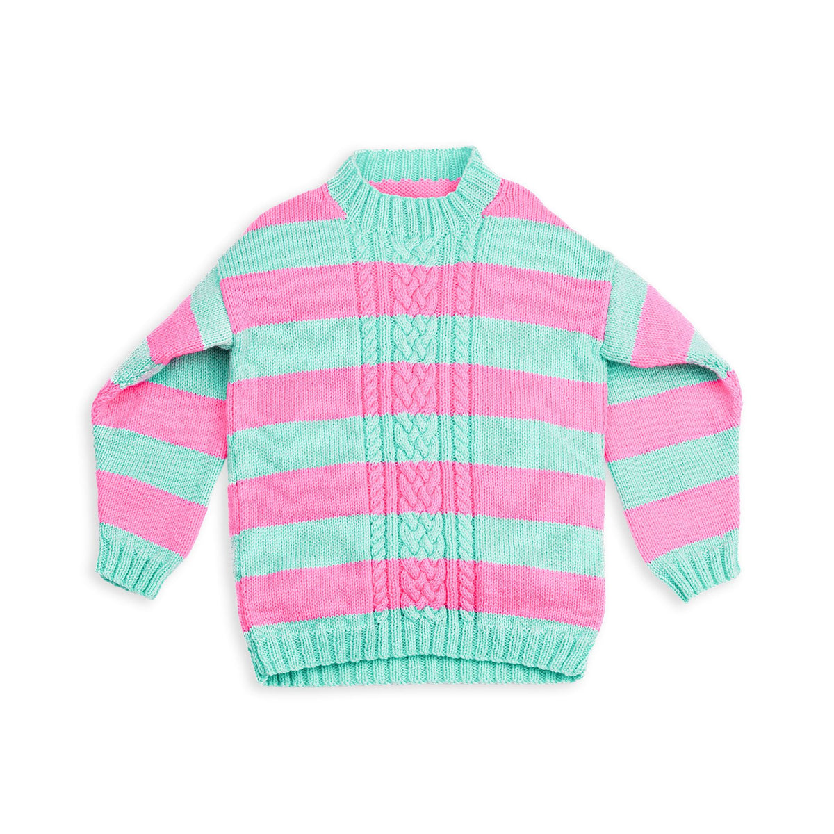 Knit Visual Cable Front Pullover made using Red Heart yarn