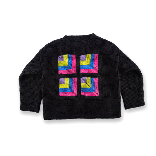 Knit Mitered Squares Pullover made using Red Heart yarn