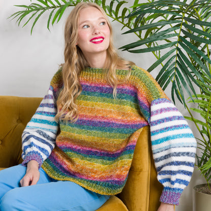 Red Heart Crochet Candy Stripes Knit Pullover Crochet Candy Stripes Knit Pullover made using Red Heart yarn