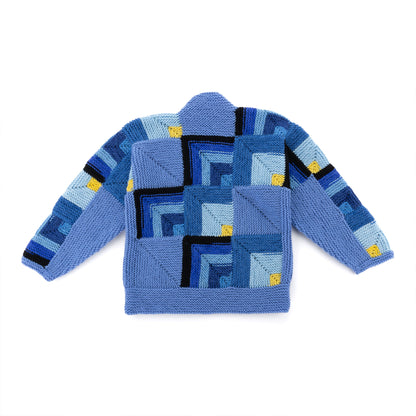 Red Heart Knit Patchwork Jacket Blue