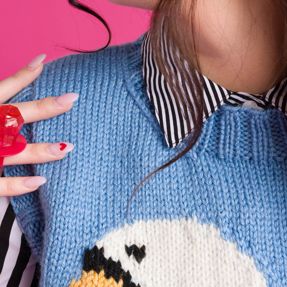 Knit Intarsia Swan Vest made using Red Heart yarn