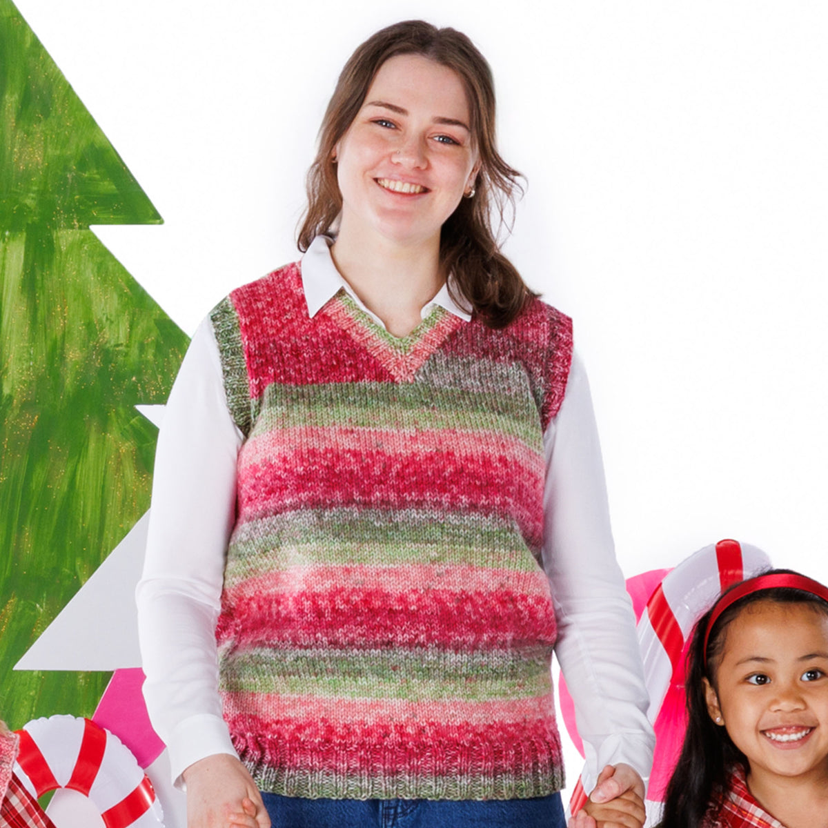 Suit Yourself Knit Vest made using Red Heart yarn
