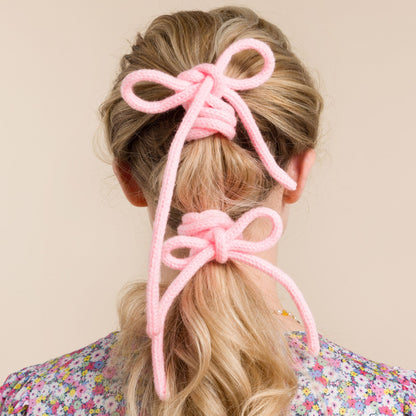 Red Heart Knit I-Cord Hair Bow Craft Bow made in Red Heart Super Saver 5g Kits Yarn