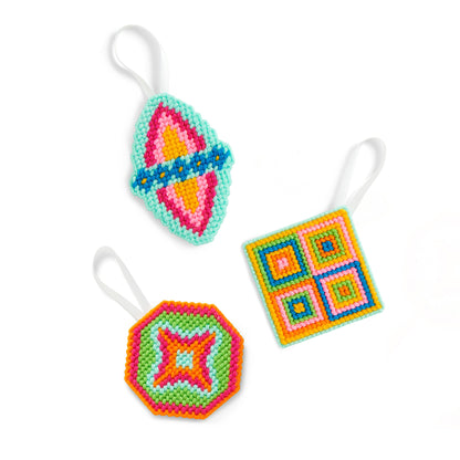 Red Heart Craft Plastic Canvas Needlepoint Ornaments Craft Ornaments made in Red Heart Super Saver Yarn