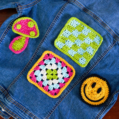 Lily Sugar'n Cream Three Crochet Patch Appliques Crochet  made in Lily Sugar'n Cream The Original yarn