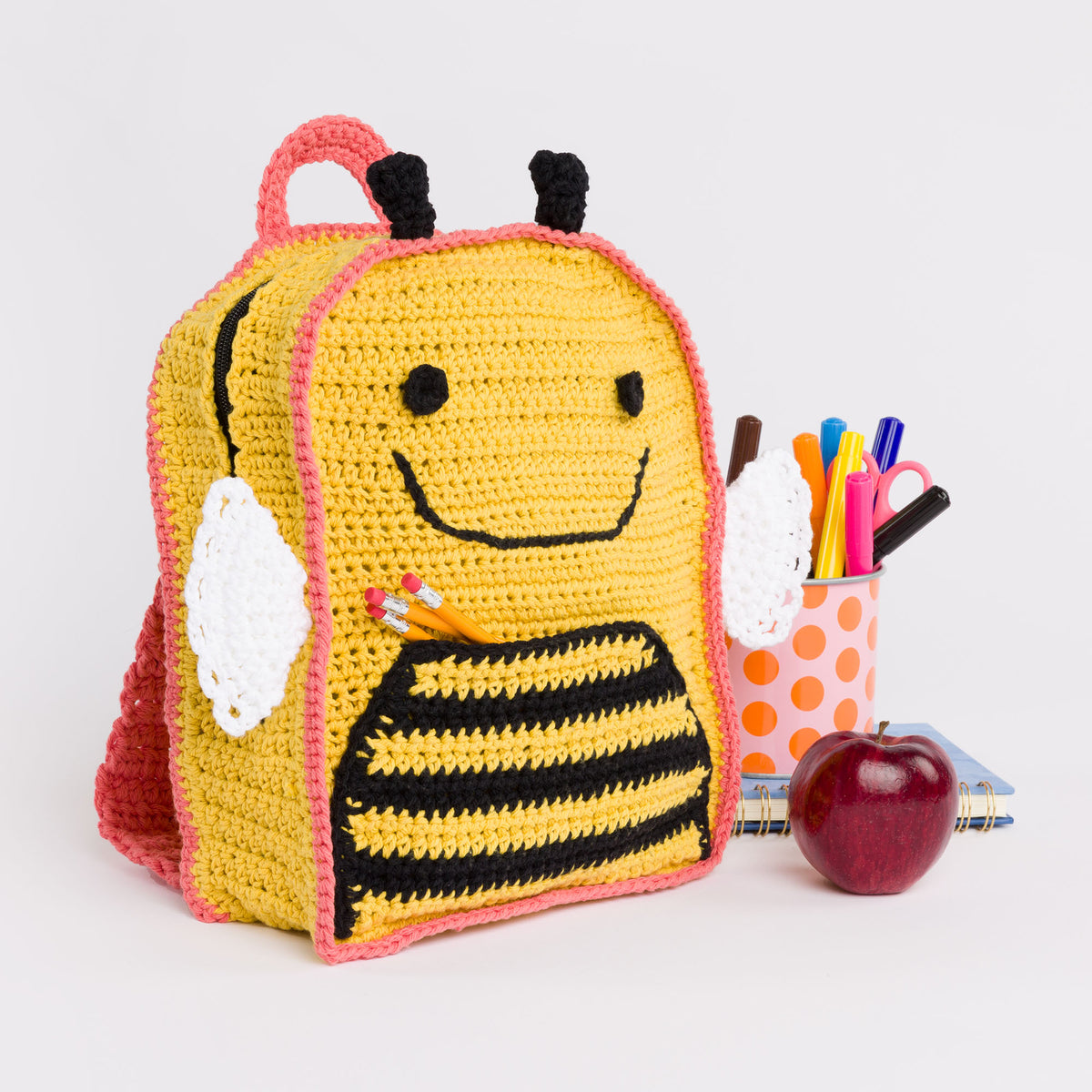 Sugar'N Cream Busy Bee Backpack made using Lily yarn
