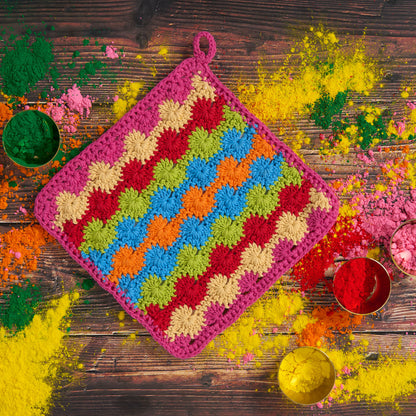Lily Sugar'n Cream Holi-Inspired Crochet Dishcloth Holi-Inspired Crochet Dishcloth made using Lily yarn