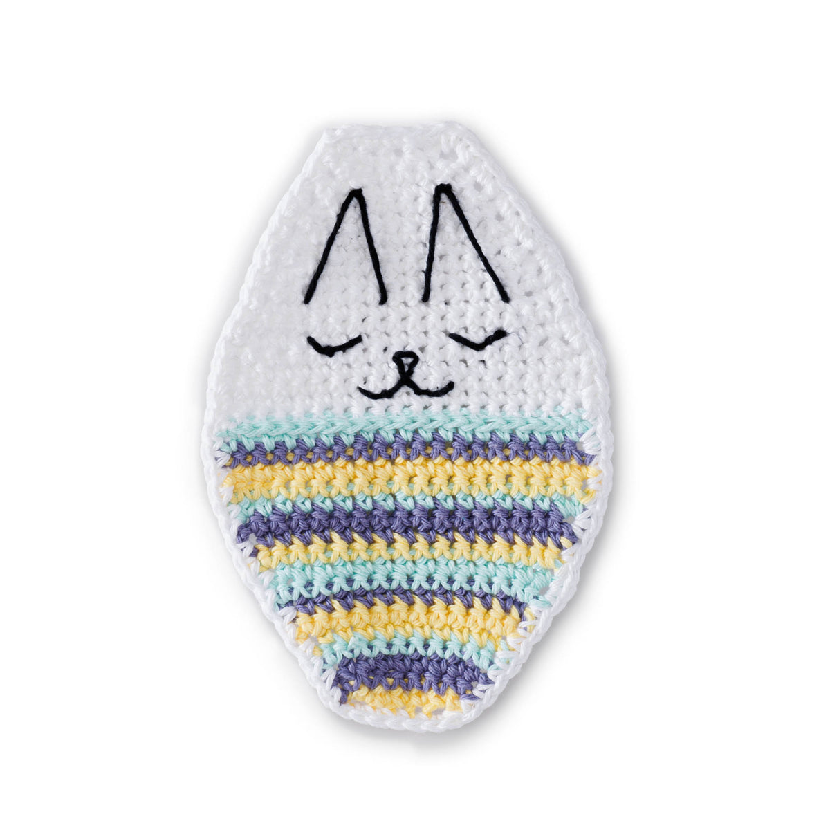 Crochet Egg-Cellent Bunny Dishcloth made using Lily yarn