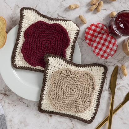 Lily Sugar'n Cream Crochet PB & J Dishcloth Set Crochet Pb & J Dishcloth Set made using Lily yarn