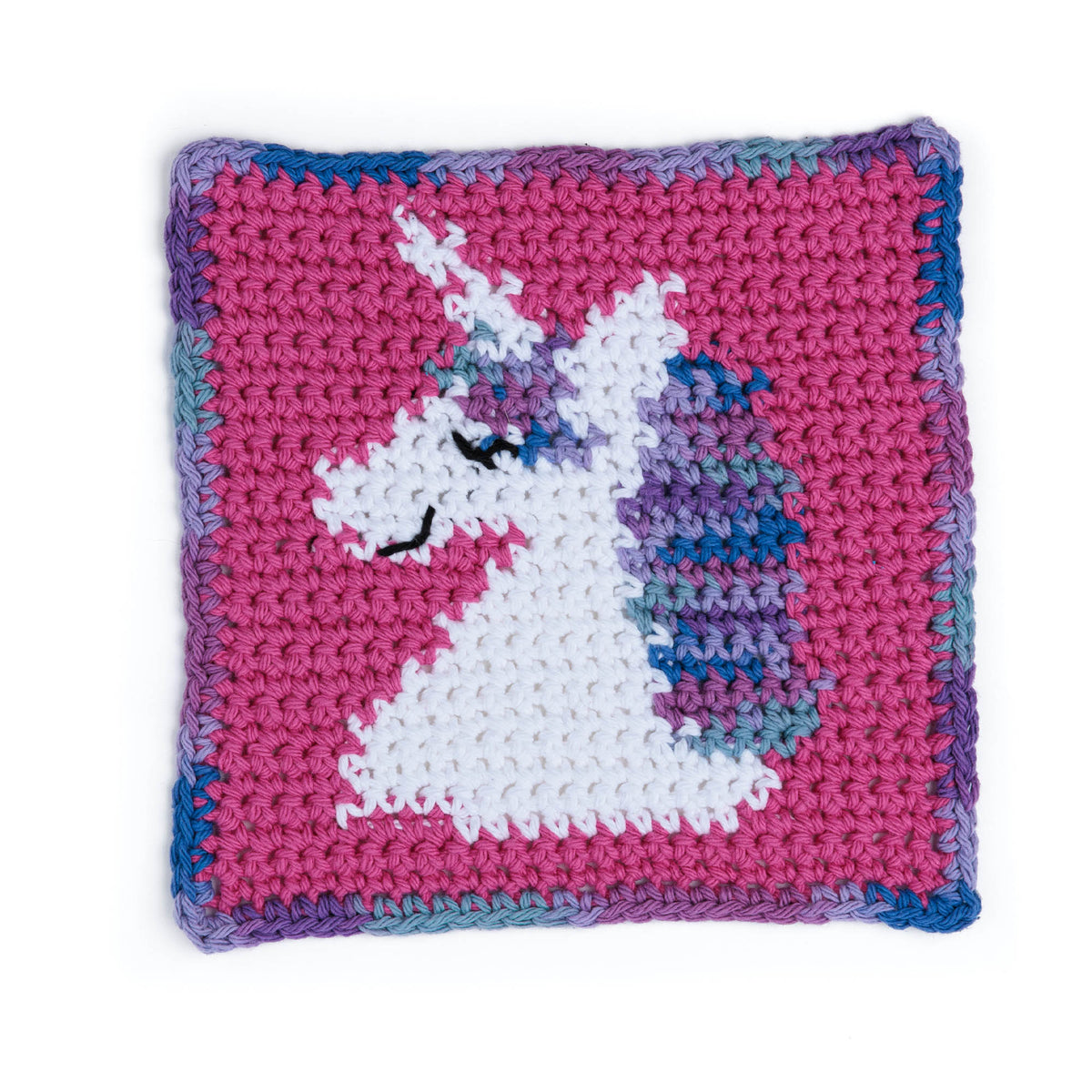 Crochet Unique Unicorn Dishcloth made using Lily yarn