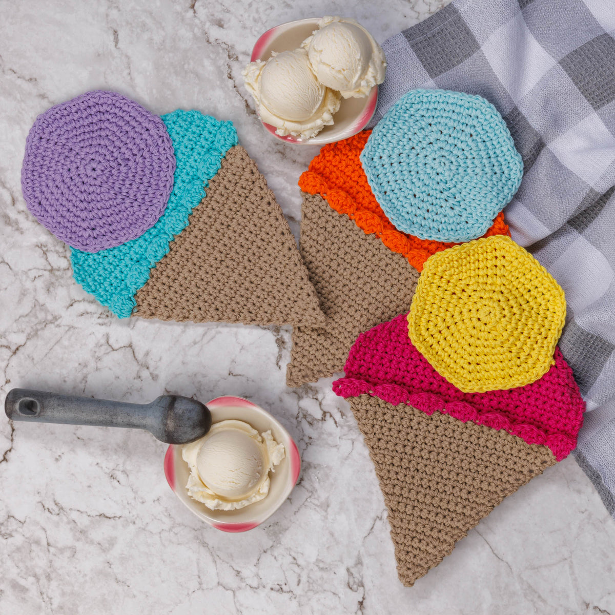 Double Scoop Crochet Dishcloth made using Lily yarn