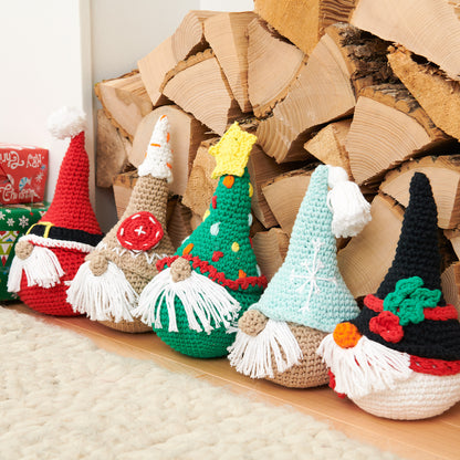 Lily Sugar'n Cream Crochet Gnomes Family of Five Crochet Holiday Décor made in Lily Yarn