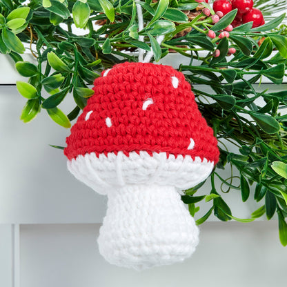Lily Sugar'n Cream Fun Little Guys Crochet Mushroom Ornaments Crochet Ornaments made in Lily Yarn