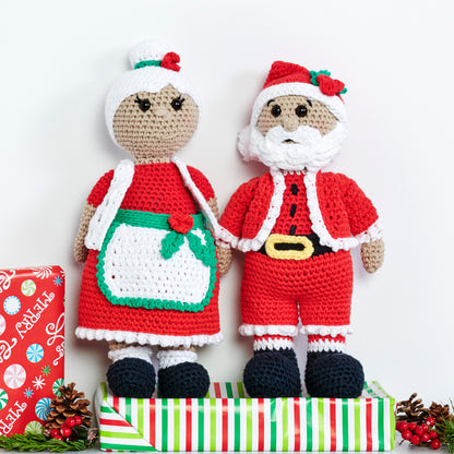 Lily Sugar'n Cream Crochet Santa & Mrs Claus Dolls Crochet Toy made in Lily Yarn