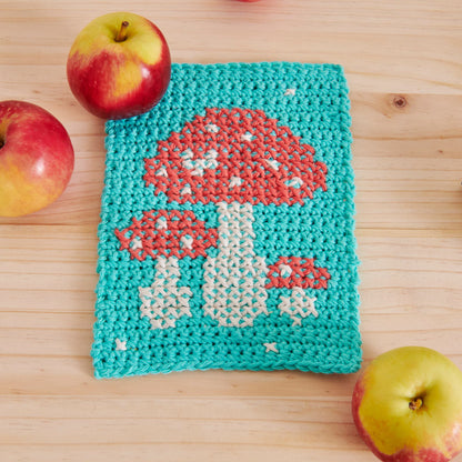 Lily Sugar'n Cream Mushroom Medley Crochet and Cross Stitch Trivet Crochet Trivet made in Lily The Original Yarn