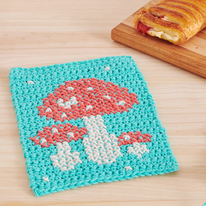 Lily Sugar'n Cream Mushroom Medley Crochet and Cross Stitch Trivet Crochet Trivet made in Lily The Original Yarn