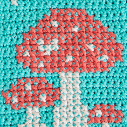 Lily Sugar'n Cream Mushroom Medley Crochet and Cross Stitch Trivet Crochet Trivet made in Lily The Original Yarn
