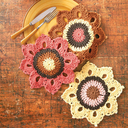 Lily Sugar'n Cream Woodsy Sunflower Crochet Dishcloths Sugar'N Cream Woodsy Sunflower Crochet Dishcloths made using Lily yarn