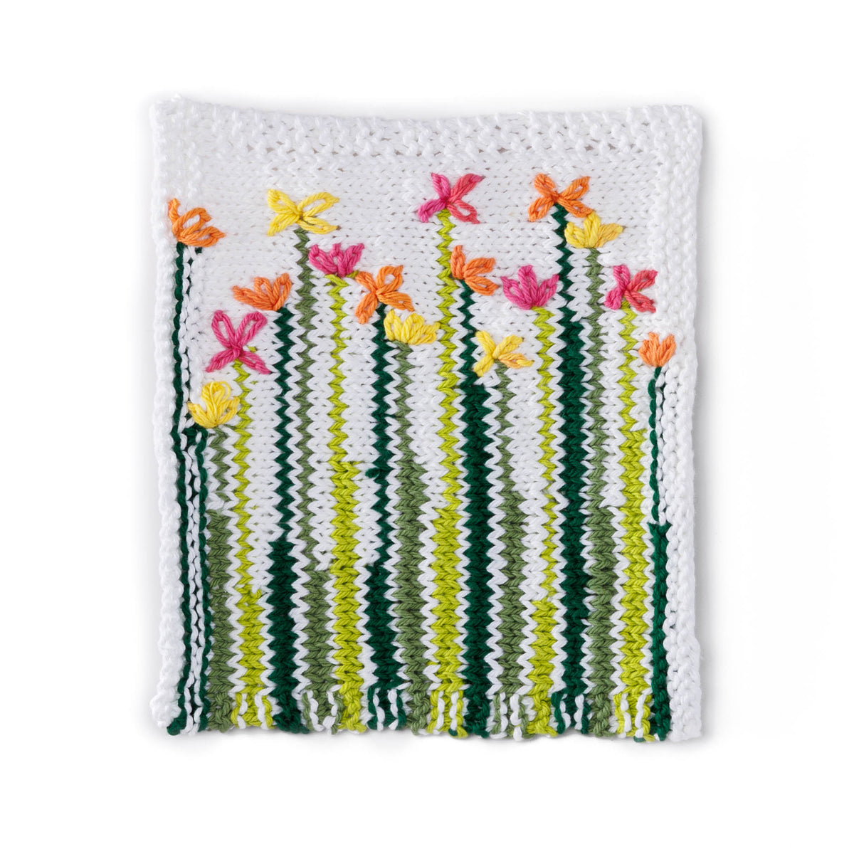 Knit Daisy Delight Dishcloth made using Lily yarn