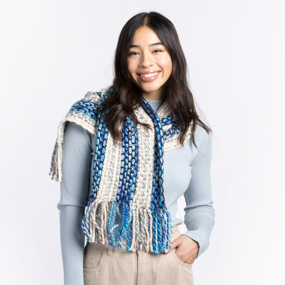 Bernat Striped Weaving Scarf Blue Tartan