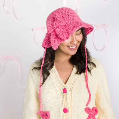 Caron Bowtique Crochet Bucket Hat Pretty in Pink