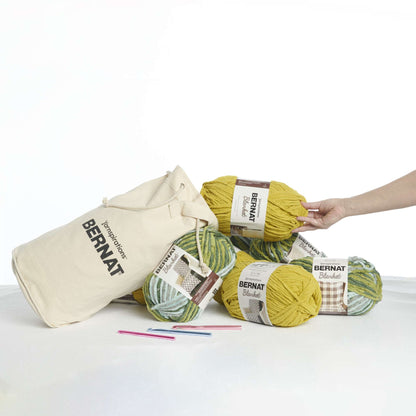 Bernat Blanket Yarn Crochet Value Pack with Canvas Bag - Sold Out Moss & Forest Sage