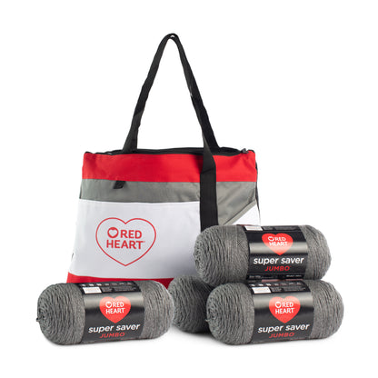 Red Heart Super Saver Jumbo Value Pack with Tote Bag - Sold Out Gray Heather