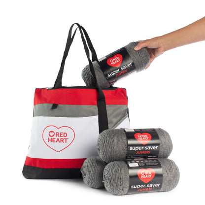Red Heart Super Saver Jumbo Value Pack with Tote Bag - Sold Out Gray Heather