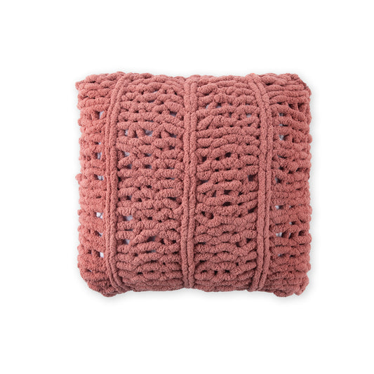 Willow Whisper Finger Knit Pillow made using Bernat yarn