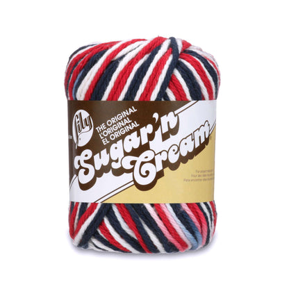 Lily Sugar'n Cream Ombres Yarn Red, White Blue Ombre
