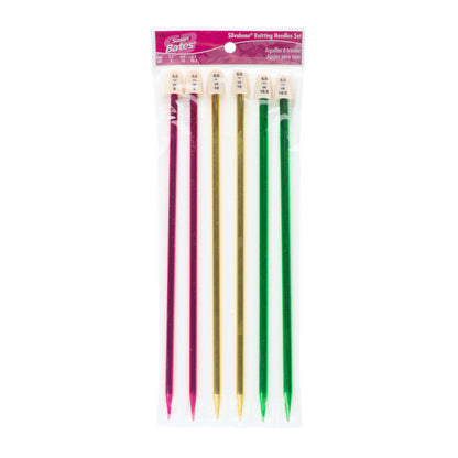Susan Bates Silvalume 10" Single Point Knitting Needles, Set of 3 U.S. 9, 10, 10½