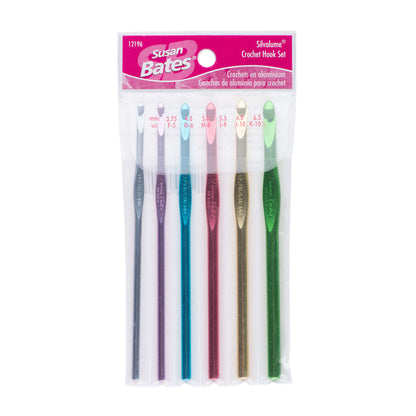 Susan Bates Silvalume Set of 6 Crochet Hooks U.S. F/5, G/6, H/8, I/9, J/10, K/10½