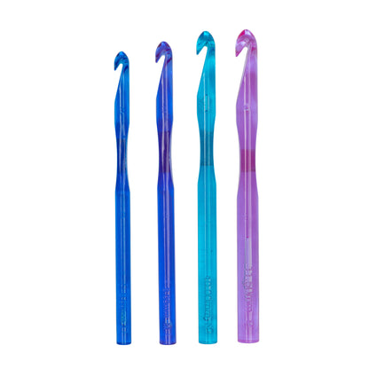 Susan Bates Crystalites Set of 4 Crochet Hooks, U.S. L/11, M/13, N/15, P/16 Susan Bates Crystalites Set of 4 Crochet Hooks, U.S. L/11, M/13, N/15, P/16