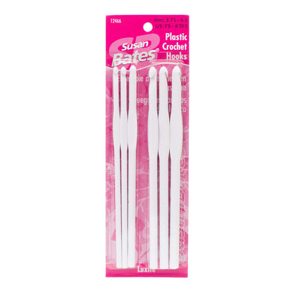 Susan Bates Luxite Set of 6 Plastic Crochet Hooks U.S. F/5, G/6, H/8, I/9, J/10, K/10½