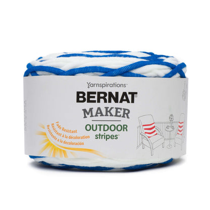 Bernat Maker Home Outdoor Stripes Yarn - Discontinued Fresh Royal Blue Stripe