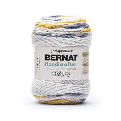 Bernat Handicrafter Stripey Yarn - Discontinued Shades Mustard Blue
