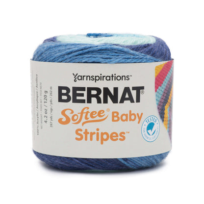 Bernat Softee Baby Stripes Yarn - Discontinued Blue Yonder Stripe