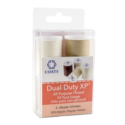 Coats & Clark Dual Duty XP All Purpose Sewing Thread, 4 Spools - Clearance Shades Neutral