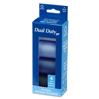 Coats & Clark Dual Duty XP All Purpose Sewing Thread, 4 Spools - Clearance Shades Blues
