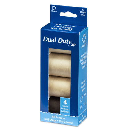 Coats & Clark Dual Duty XP All Purpose Sewing Thread, 4 Spools - Clearance Shades Browns