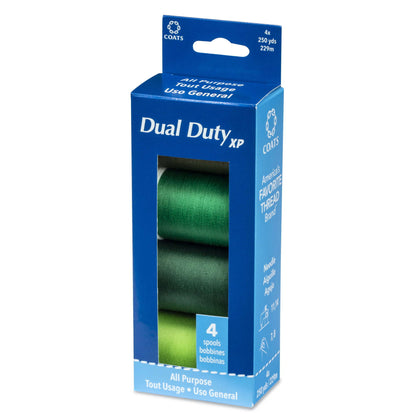 Coats & Clark Dual Duty XP All Purpose Sewing Thread, 4 Spools - Clearance Shades Greens