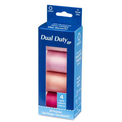 Coats & Clark Dual Duty XP All Purpose Sewing Thread, 4 Spools - Clearance Shades Pinks