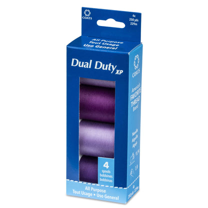 Coats & Clark Dual Duty XP All Purpose Sewing Thread, 4 Spools - Clearance Shades Purples