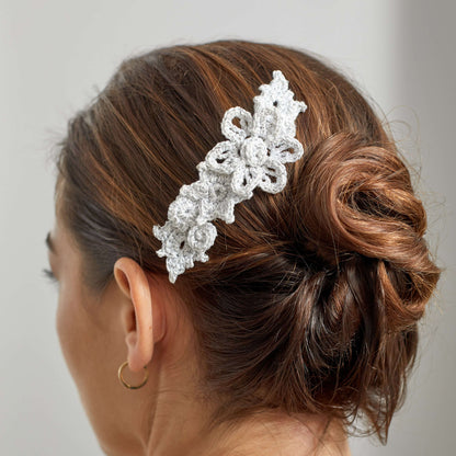 Aunt Lydia's Crochet Floral Hair Comb Crochet Accessory made in Aunt Lydia's Metallic Crochet Thread yarn