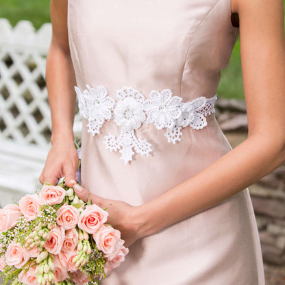 Aunt Lydia's Crochet Stunning Bridal Belt Crochet Accessory made in Aunt Lydia's Metallic Crochet Thread yarn