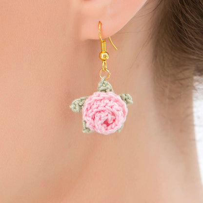 Aunt Lydia's Crochet Rosebud Earrings Crochet Accessory made in Aunt Lydia's Classic Crochet Thread yarn