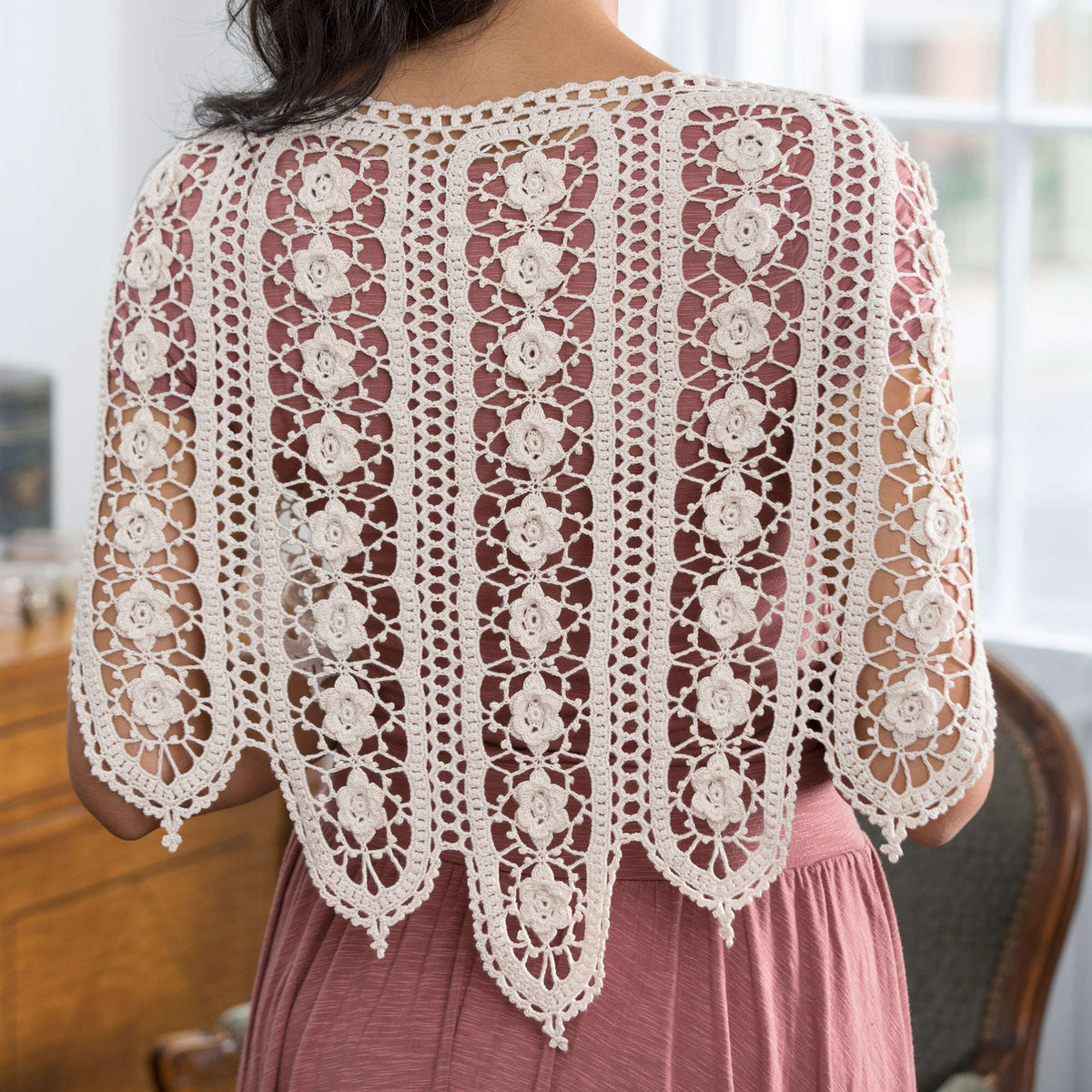 Crochet Shawl made in Aunt Lydia's Bamboo Crochet Thread Size 10 yarn